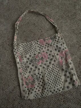 🌸 Free People Linen Tote Bag Pink & Cream
